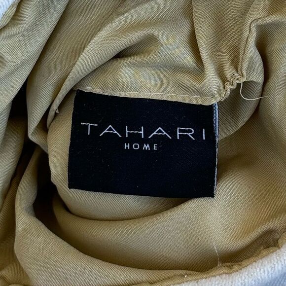 Tahari Home Ivory Embroidered Metallic Gold Geometric Christmas Stocking NWT - Picture 6 of 8